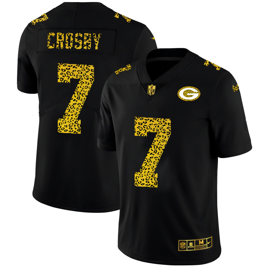 Personalized Green Bay Packers #7 Mason Crosby Men’s Leopard Print Fashion Limited NFL Jersey Black