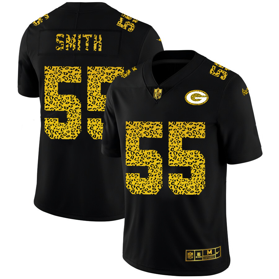 Personalized Green Bay Packers #55 Za’Darius Smith Men’s Leopard Print Fashion Limited NFL Jersey Black