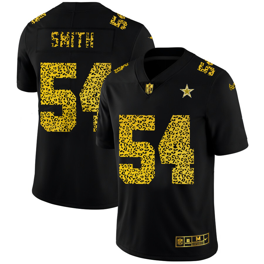 Personalized Dallas Cowboys #54 Jaylon Smith Men’s Leopard Print Fashion Limited NFL Jersey Black