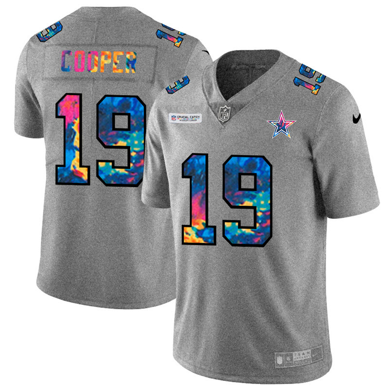 Personalized Dallas Cowboys #19 Amari Cooper Men’s Multi-Color 2020 NFL Crucial Catch NFL Jersey Greyheather