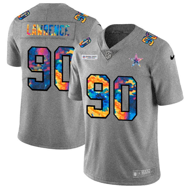 Personalized Dallas Cowboys #90 Demarcus Lawrence Men’s Multi-Color 2020 NFL Crucial Catch NFL Jersey Greyheather
