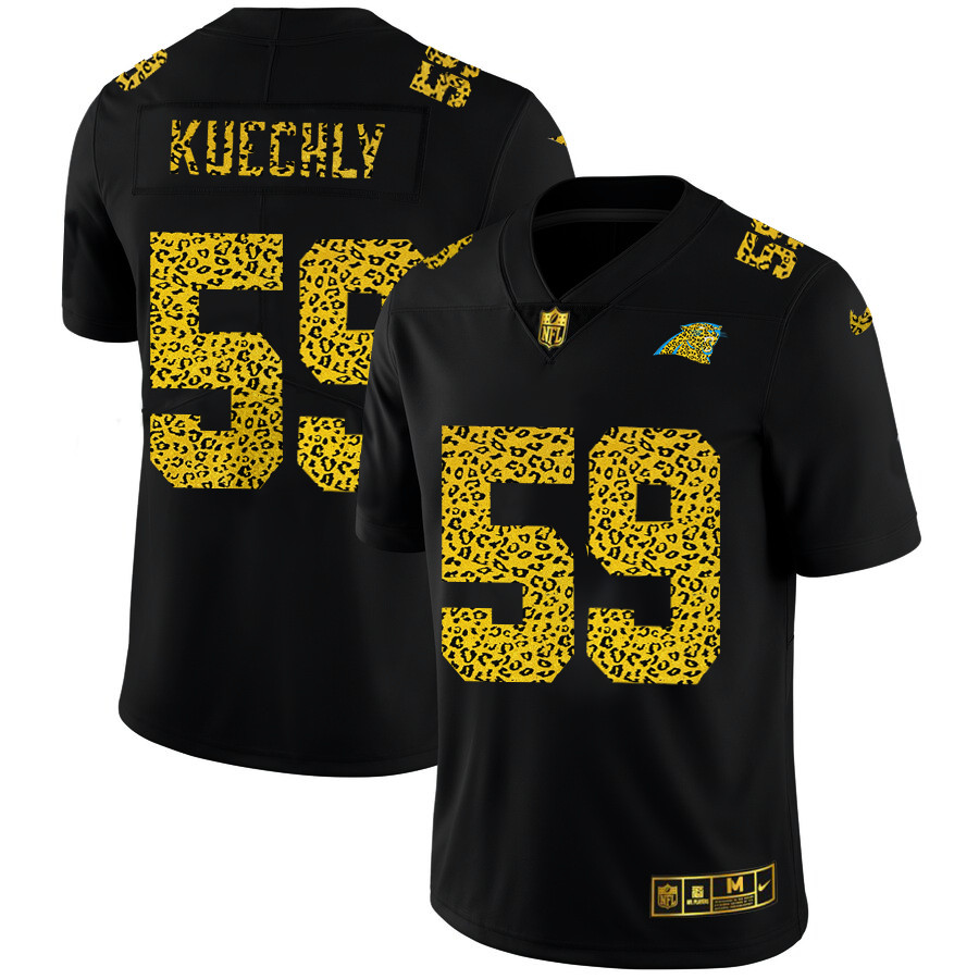 Personalized Carolina Panthers #59 Luke Kuechly Men’s Leopard Print Fashion Limited NFL Jersey Black