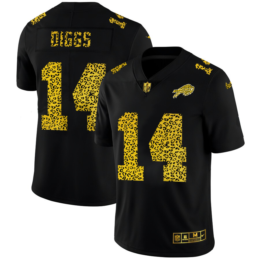 Personalized Buffalo Bills #14 Stefon Diggs Men’s Leopard Print Fashion Limited NFL Jersey Black