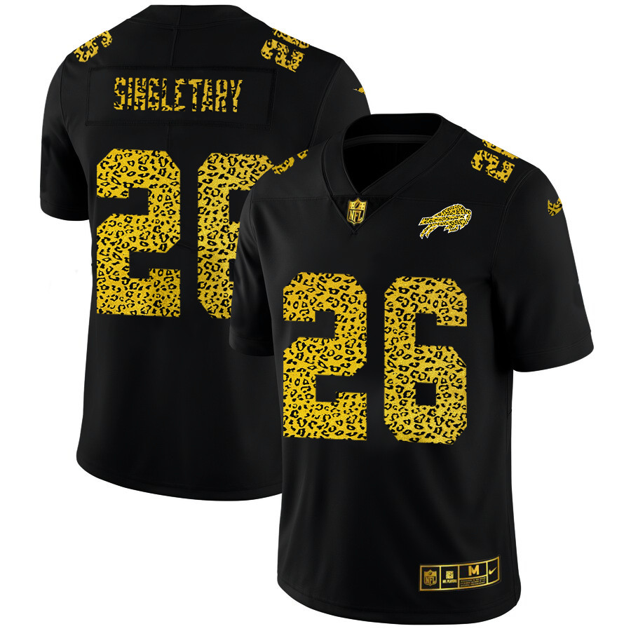 Personalized Buffalo Bills #26 Devin Singletary Men’s Leopard Print Fashion Limited NFL Jersey Black