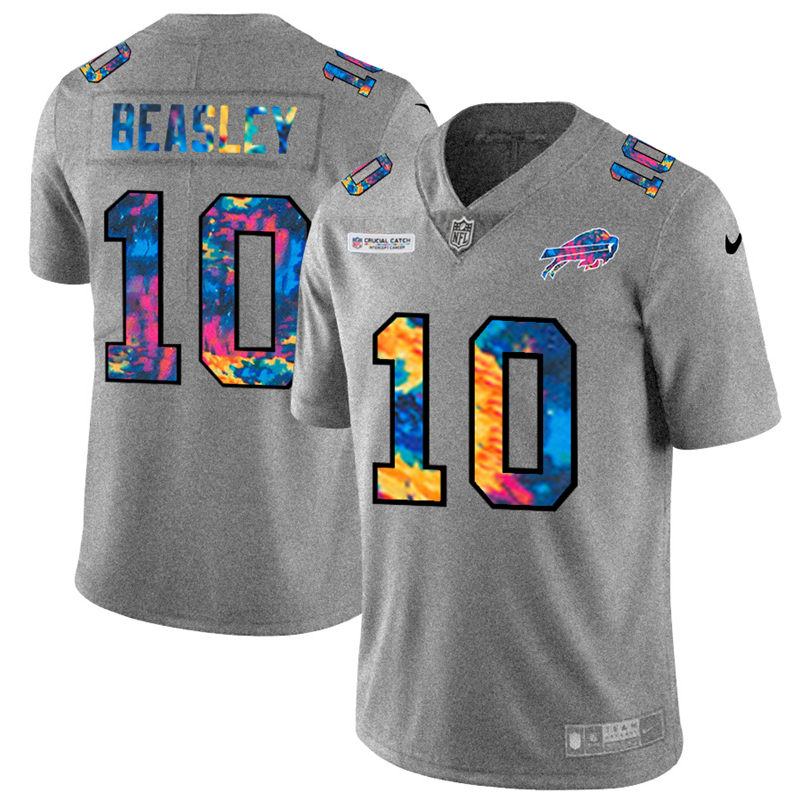 Personalized Buffalo Bills #10 Cole Beasley Men’s Multi-Color 2020 NFL Crucial Catch NFL Jersey Greyheather