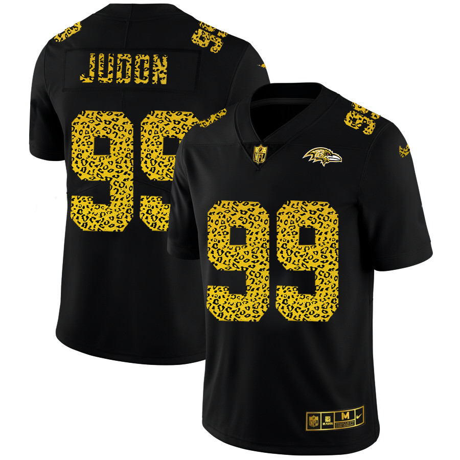 Personalized Baltimore Ravens #99 Matthew Judon Men’s Leopard Print Fashion Limited NFL Jersey Black