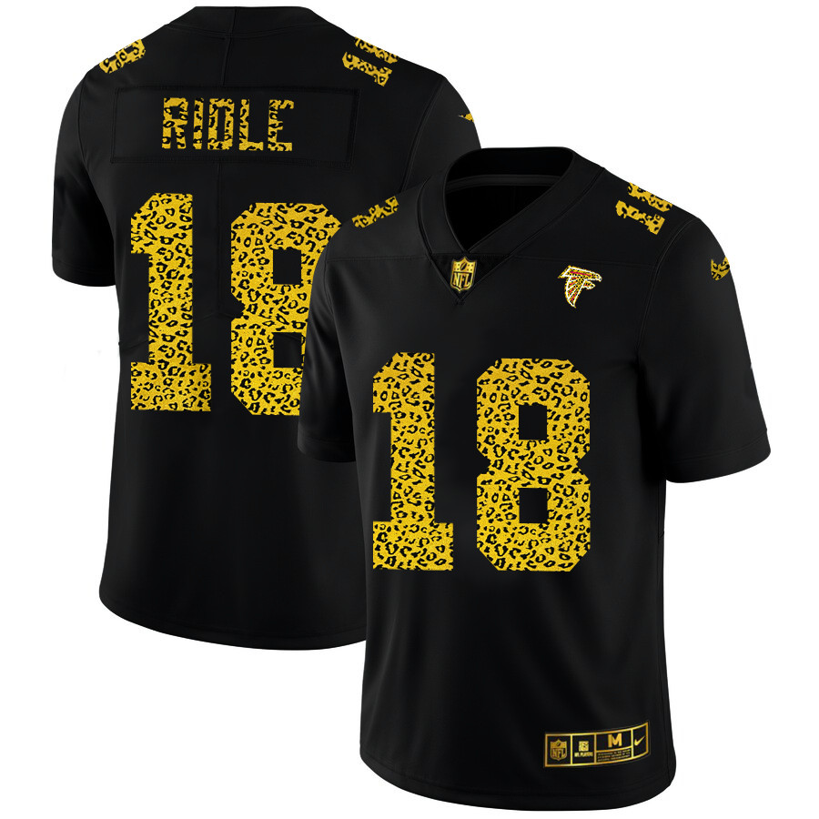 Personalized Atlanta Falcons #18 Calvin Ridley Men’s Leopard Print Fashion Limited NFL Jersey Black