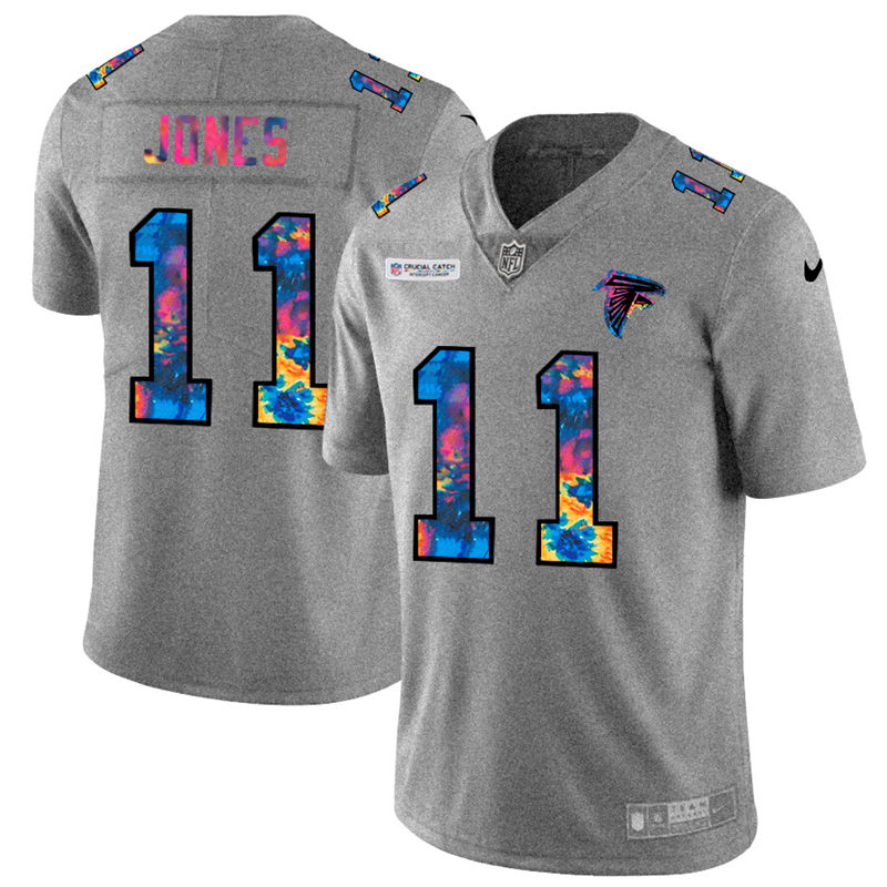 Personalized Atlanta Falcons #11 Julio Jones Men’s Multi-Color 2020 NFL Crucial Catch NFL Jersey Greyheather