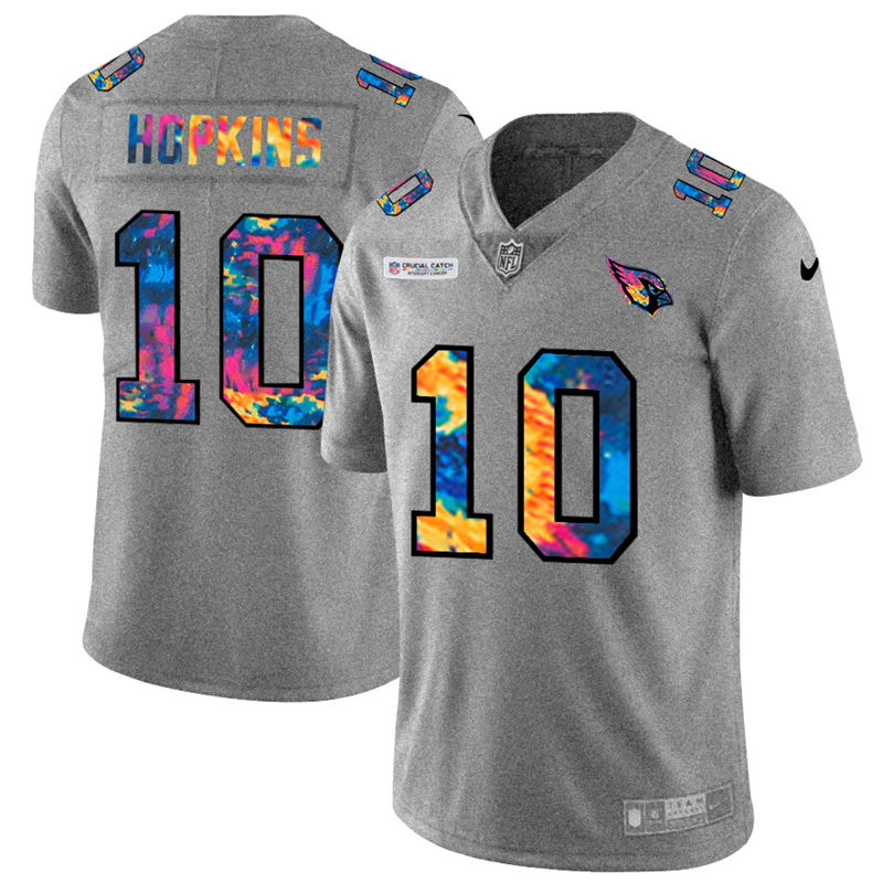 Personalized Arizona Cardinals #10 DeAndre Hopkins Men’s Multi-Color 2020 NFL Crucial Catch NFL Jersey Greyheather