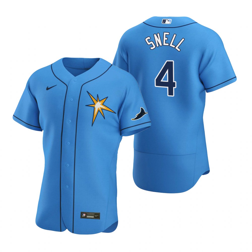 Personalized Tampa Bay Rays #4 Blake Snell Men’s Light Blue Alternate 2020 Authentic Team MLB Jersey