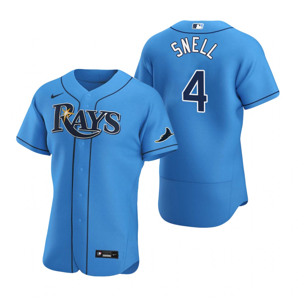 Personalized Tampa Bay Rays #4 Blake Snell Men’s Light Blue Alternate 2020 Authentic Player MLB Jersey