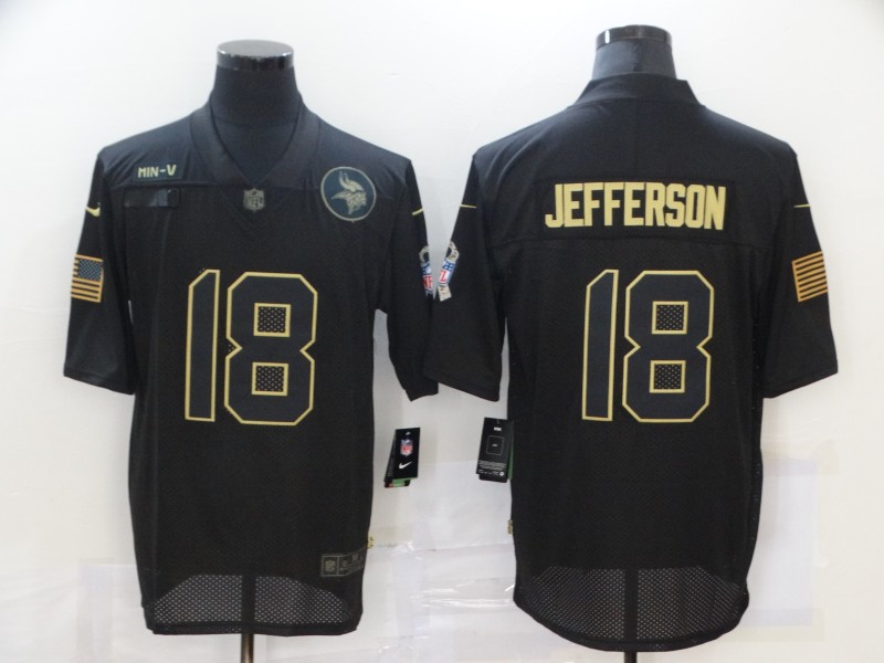 Personalized Vikings 18 Justin Jefferson Black 2020 Salute To Service Limited Jersey