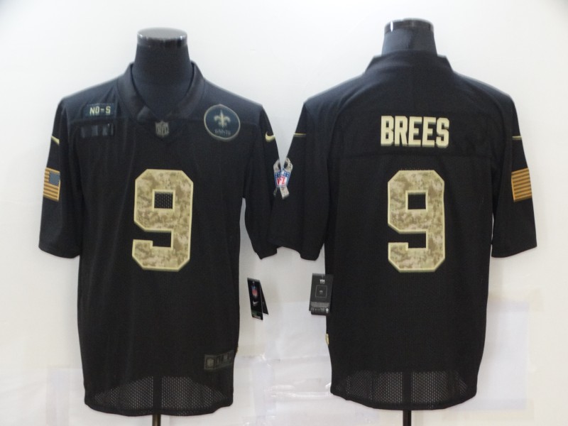 Personalized Saints 9 Drew Brees Black Camo 2020 Salute To Service Limited Jersey