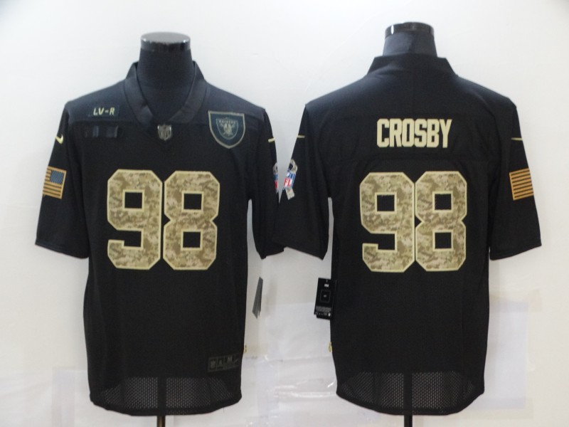 Personalized Raiders 98 Maxx Crosby Black Camo 2020 Salute To Service Limited Jersey