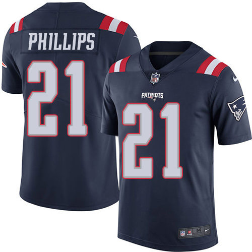 Personalized Patriots #21 Adrian Phillips Navy Blue Men’s Stitched NFL Limited Rush Jersey