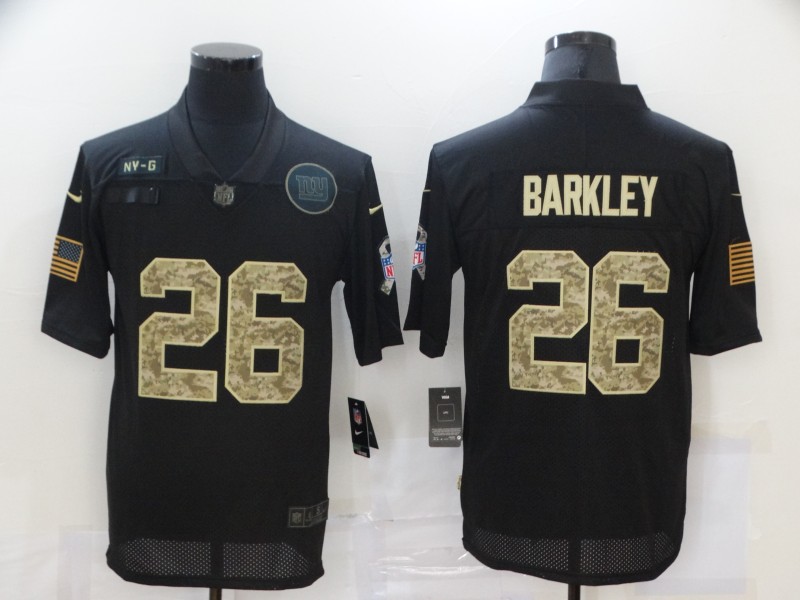 Personalized Giants 26 Saquon Barkley Black Camo 2020 Salute To Service Limited Jersey