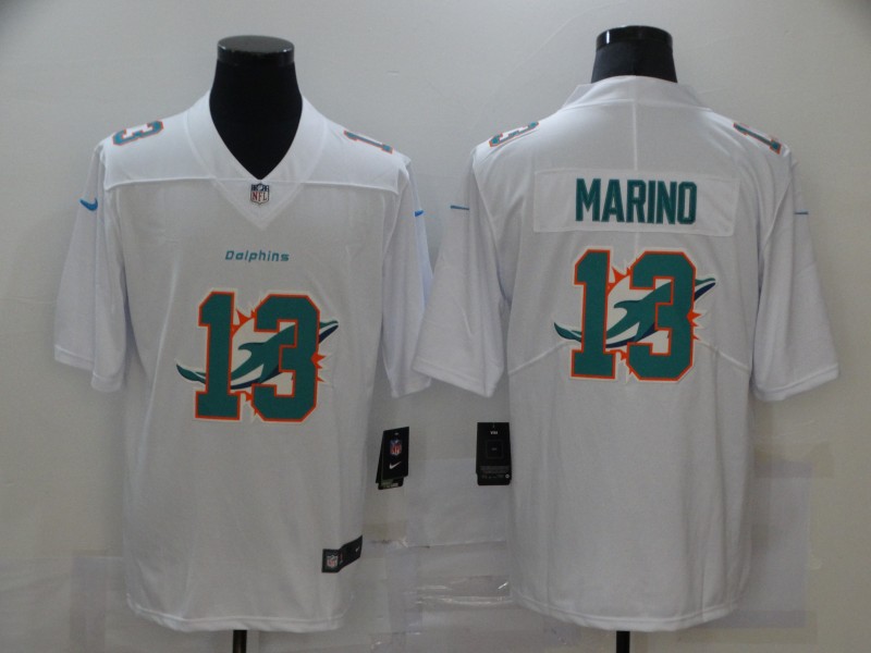 Personalized Dolphins 13 Dan Marino White Shadow Logo Limited Jersey