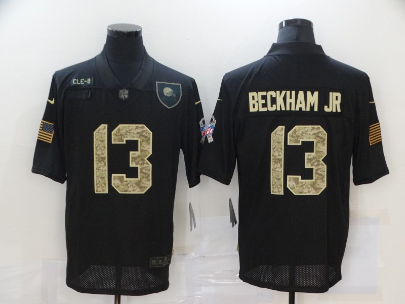 Personalized Browns 13 Odell Beckham Jr. Black Camo 2020 Salute To Service Limited Jersey