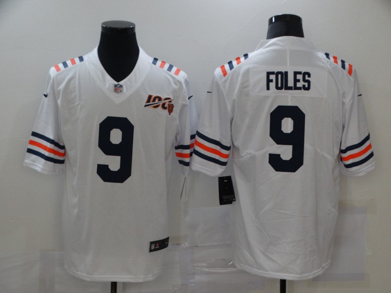 Personalized Bears 9 Nick Foles White 100th Season Untouchable Limited Jersey