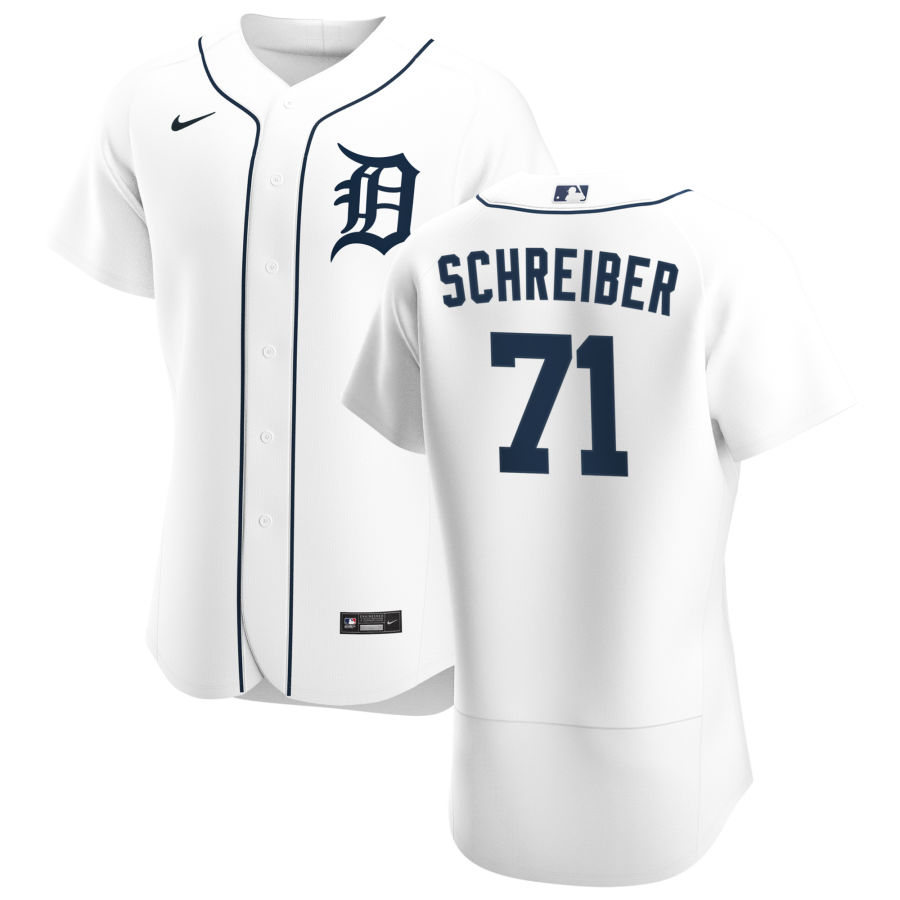 Personalized Detroit Tigers #71 John Schreiber Men’s White Home 2020 Authentic Player MLB Jersey