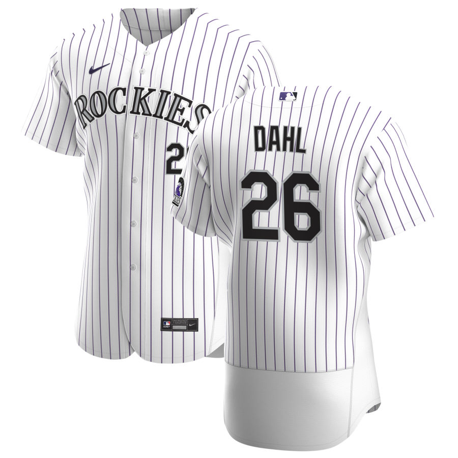 Personalized Colorado Rockies #26 David Dahl Men’s White Home 2020 Authentic Player MLB Jersey