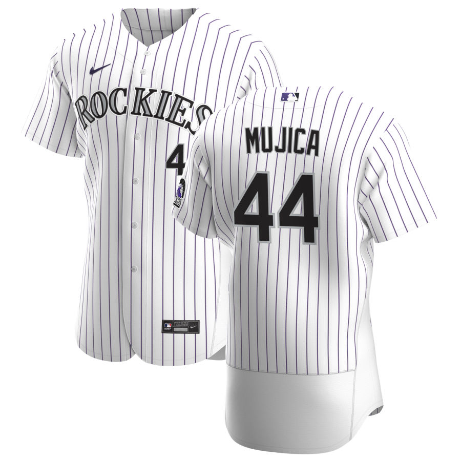 Personalized Colorado Rockies #44 Jose Mujica Men’s White Home 2020 Authentic Player MLB Jersey