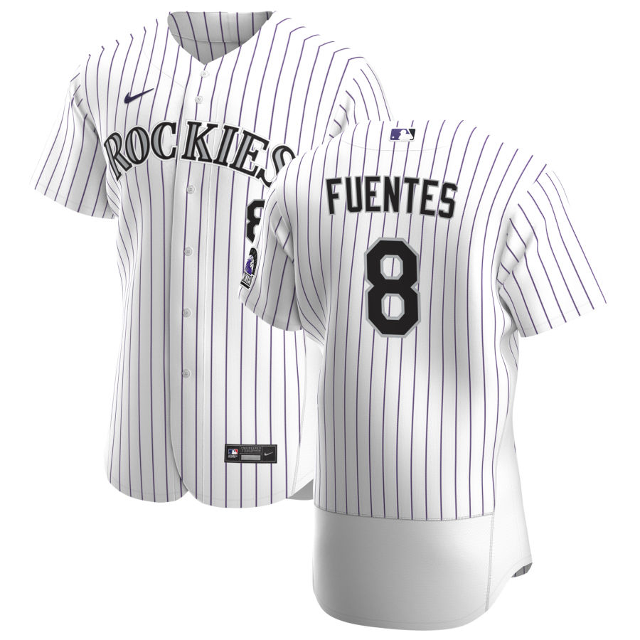 Personalized Colorado Rockies #8 Josh Fuentes Men’s White Home 2020 Authentic Player MLB Jersey