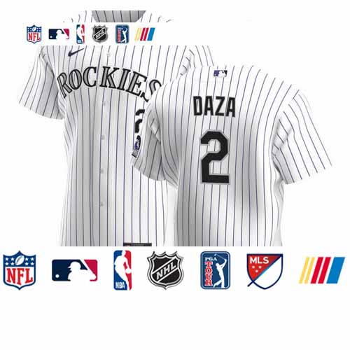 Personalized Colorado Rockies #2 Yonathan Daza Men’s White Home 2020 Authentic Player MLB Jersey