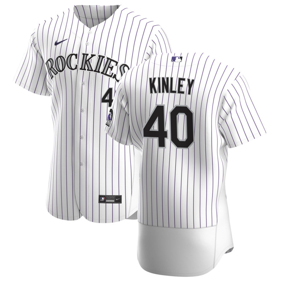 Personalized Colorado Rockies #40 Tyler Kinley Men’s White Home 2020 Authentic Player MLB Jersey