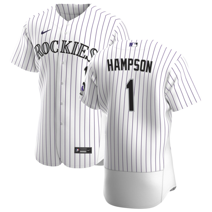 Personalized Colorado Rockies #1 Garrett Hampson Men’s White Home 2020 Authentic Player MLB Jersey