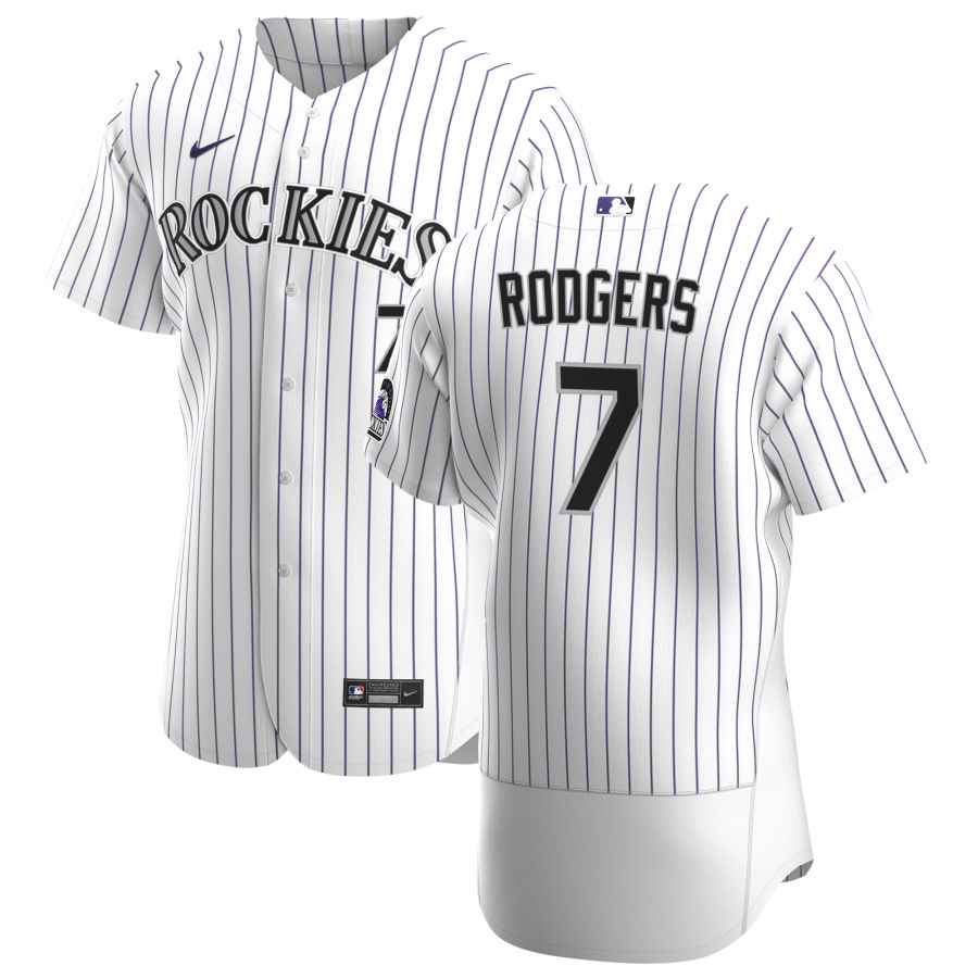 Personalized Colorado Rockies #7 Brendan Rodgers Men’s White Home 2020 Authentic Player MLB Jersey