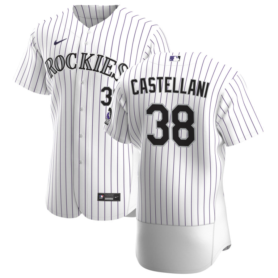 Personalized Colorado Rockies #38 Ryan Castellani Men’s White Home 2020 Authentic Player MLB Jersey