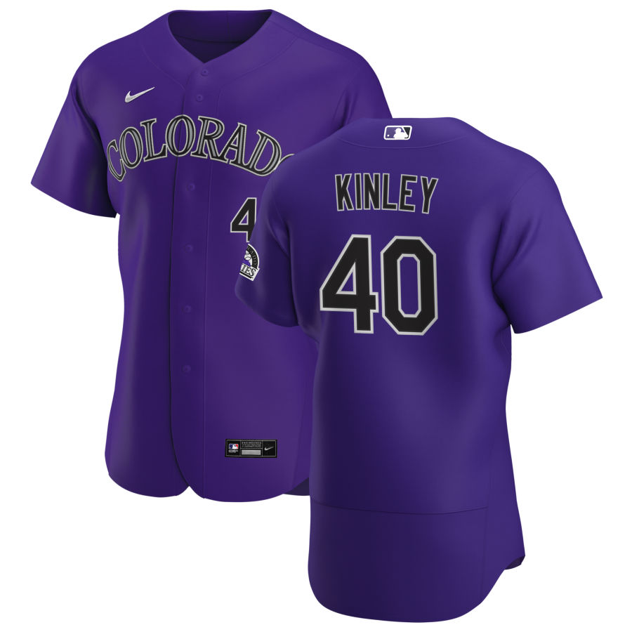 Personalized Colorado Rockies #40 Tyler Kinley Men’s Purple Alternate 2020 Authentic Player MLB Jersey