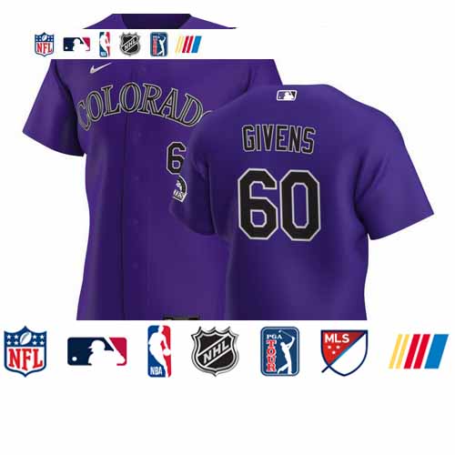 Personalized Colorado Rockies #60 Mychal Givens Men’s Purple Alternate 2020 Authentic Player MLB Jersey