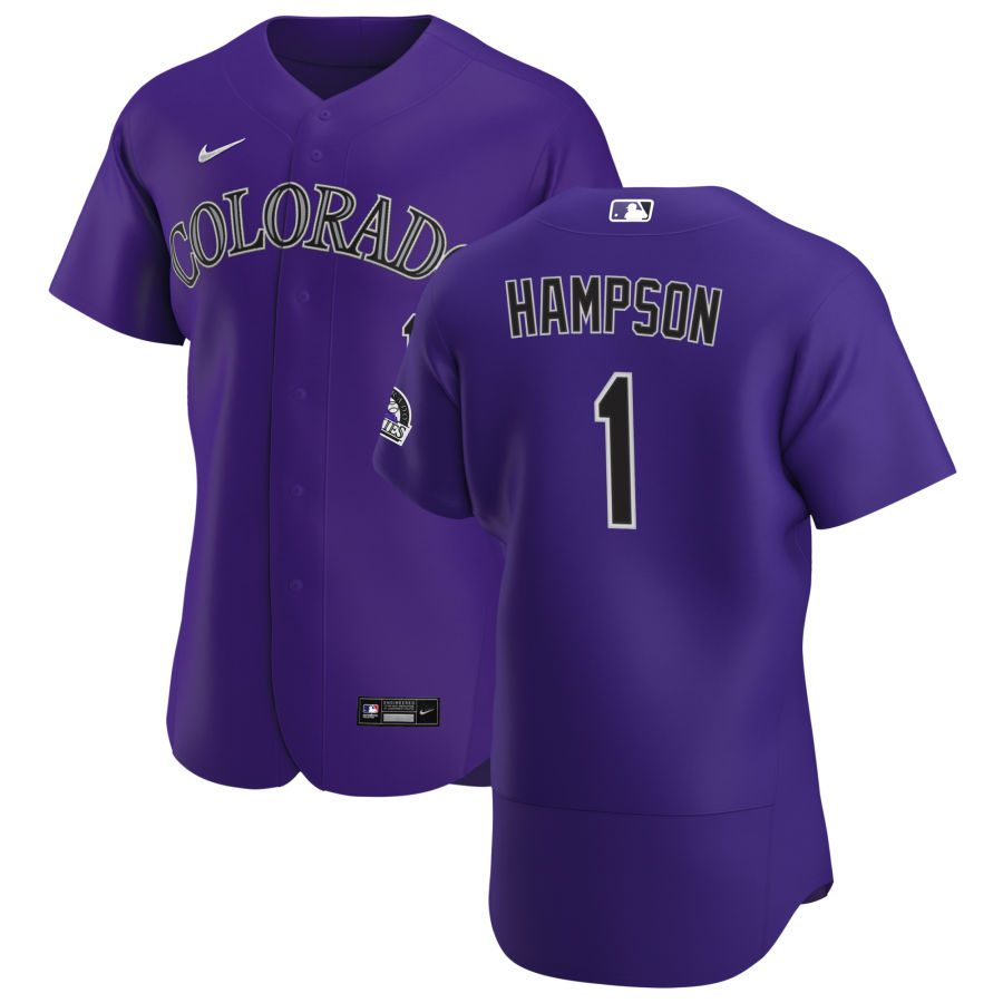 Personalized Colorado Rockies #1 Garrett Hampson Men’s Purple Alternate 2020 Authentic Player MLB Jersey