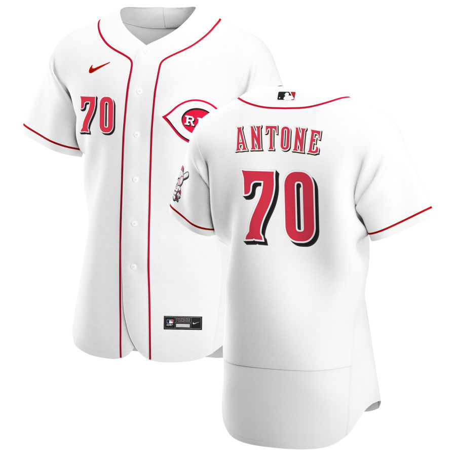 Personalized Cincinnati Reds #70 Tejay Antone Men’s White Home 2020 Authentic Player MLB Jersey