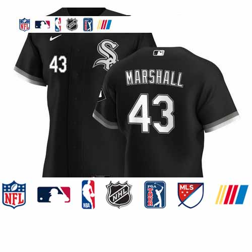 Personalized Chicago White Sox #43 Evan Marshall Men’s Black Alternate 2020 Authentic Player MLB Jersey