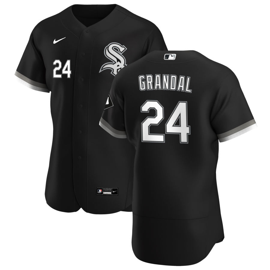 Personalized Chicago White Sox #24 Yasmani Grandal Men’s Black Alternate 2020 Authentic Player MLB Jersey
