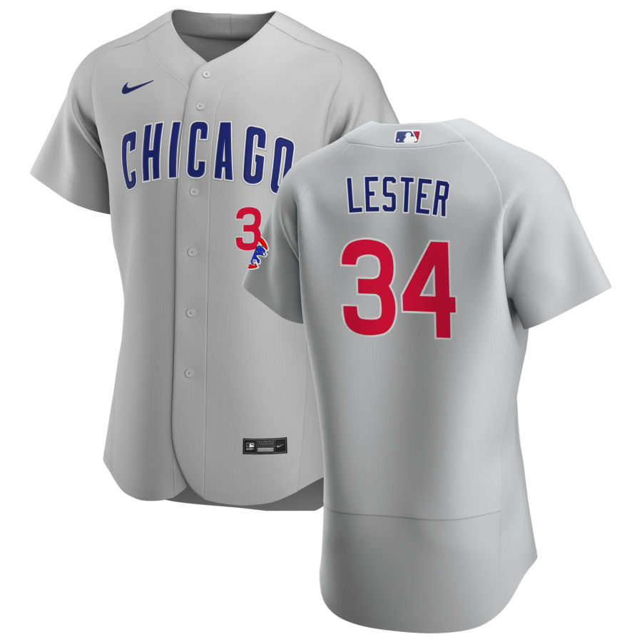 Personalized Chicago Cubs #34 Jon Lester Men’s Gray Road 2020 Authentic Team Jersey