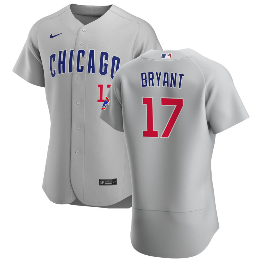 Personalized Chicago Cubs #17 Kris Bryant Men’s Gray Road 2020 Authentic Team Jersey