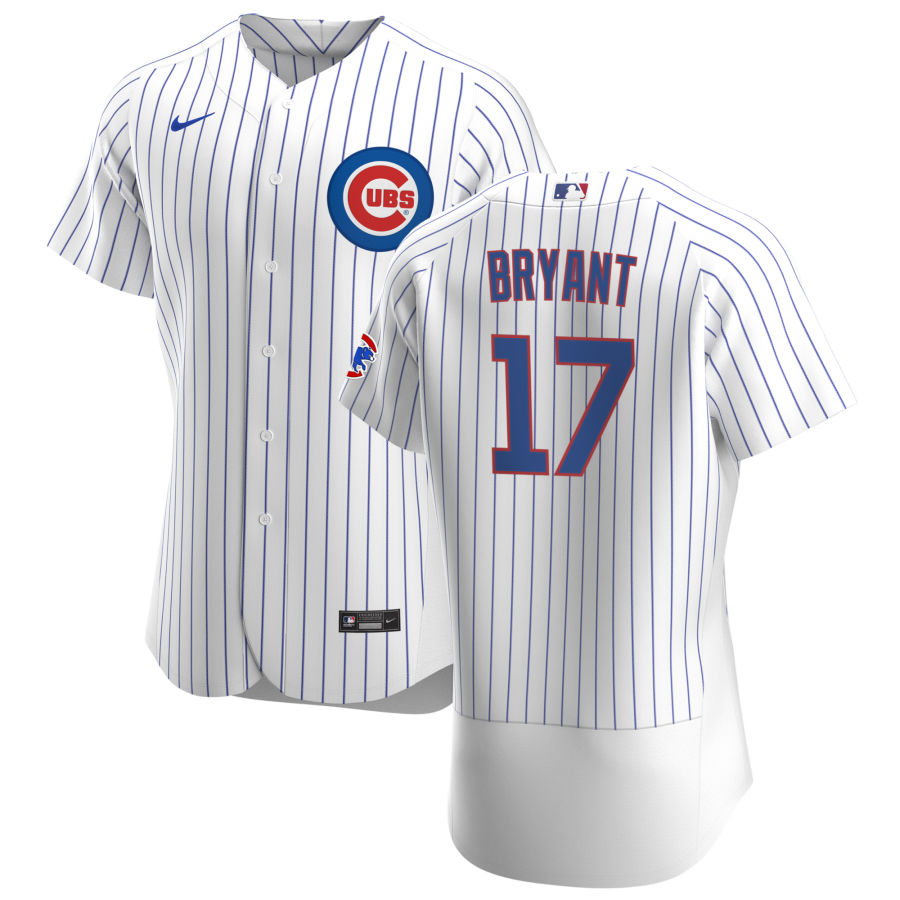 Personalized Chicago Cubs #17 Kris Bryant Men’s White Home 2020 Authentic Player Jersey