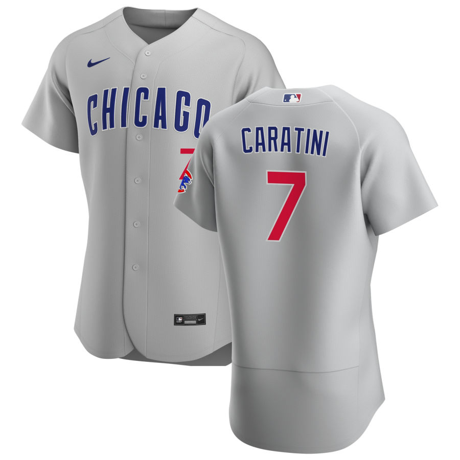 Personalized Chicago Cubs #7 Victor Caratini Men’s Gray Road 2020 Authentic Team Jersey
