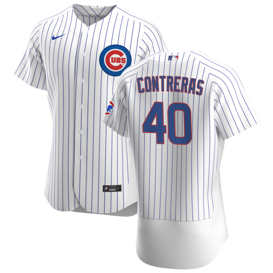 Personalized Chicago Cubs #40 Willson Contreras Men’s White Home 2020 Authentic Player Jersey