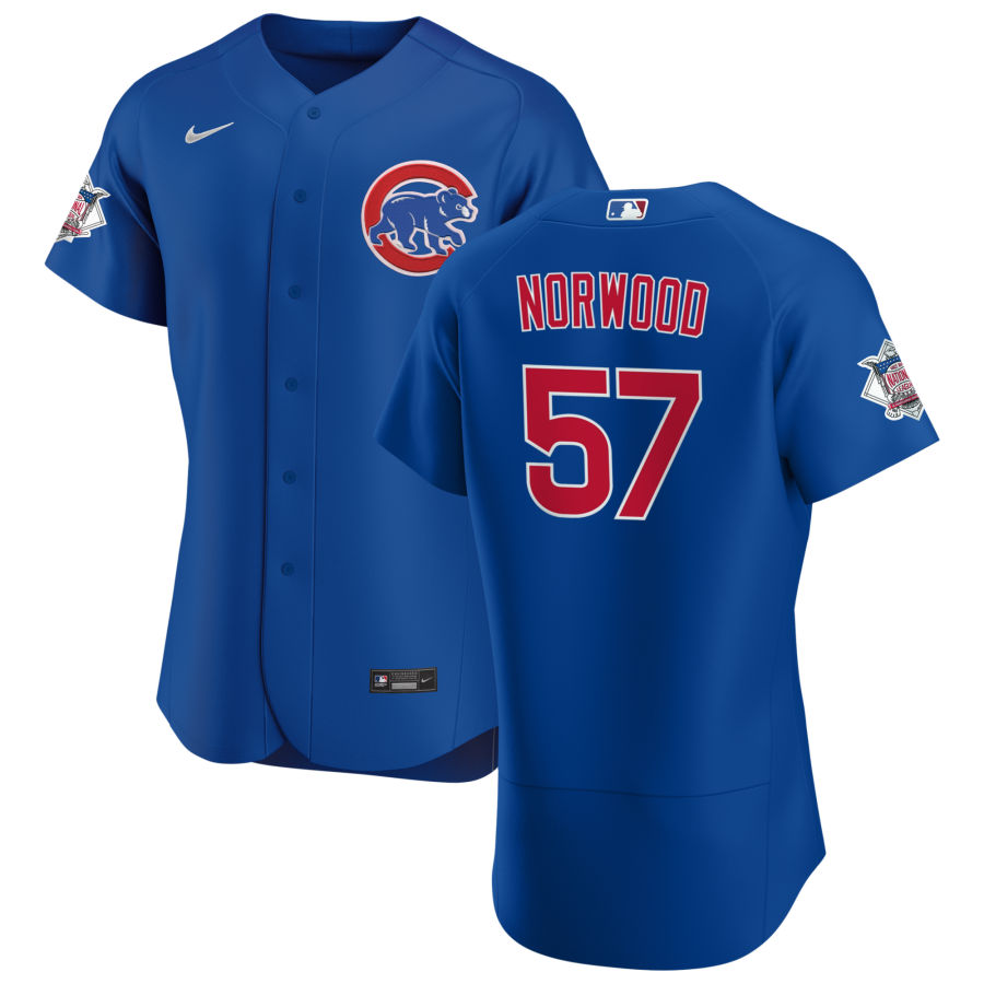 Personalized Chicago Cubs #57 James Norwood Men’s Royal Alternate 2020 Authentic Player Jersey