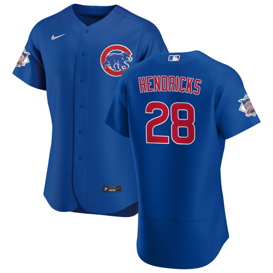 Personalized Chicago Cubs #28 Kyle Hendricks Men’s Royal Alternate 2020 Authentic Player Jersey