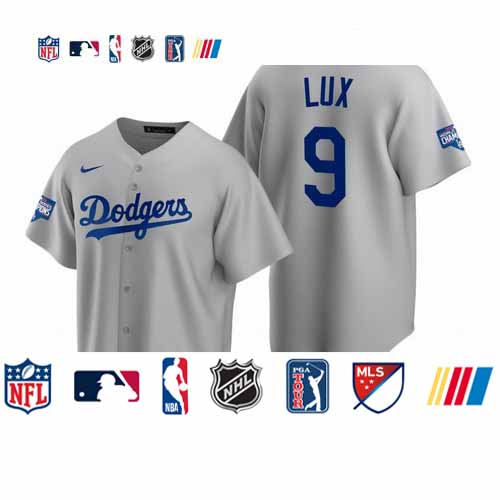 Personalized Youth Los Angeles Dodgers 9 Gavin Lux Gray 2020 World Series Champions Jersey