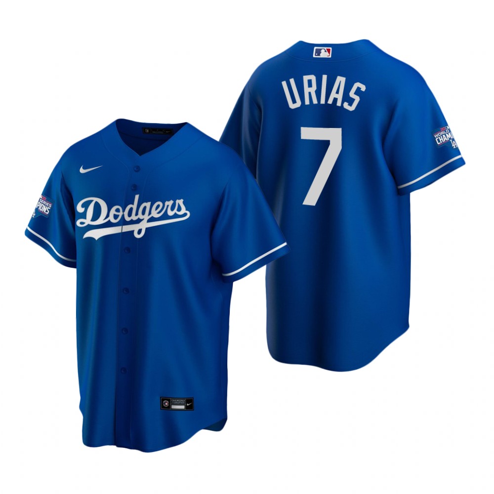 Personalized Youth Los Angeles Dodgers 7 Julio Urias Royal 2020 World Series Champions Jersey