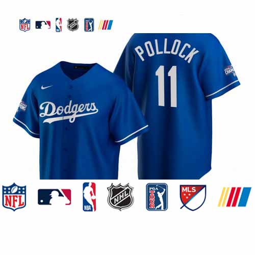 Personalized Youth Los Angeles Dodgers 11 A.J. Pollock Royal 2020 World Series Champions Jersey