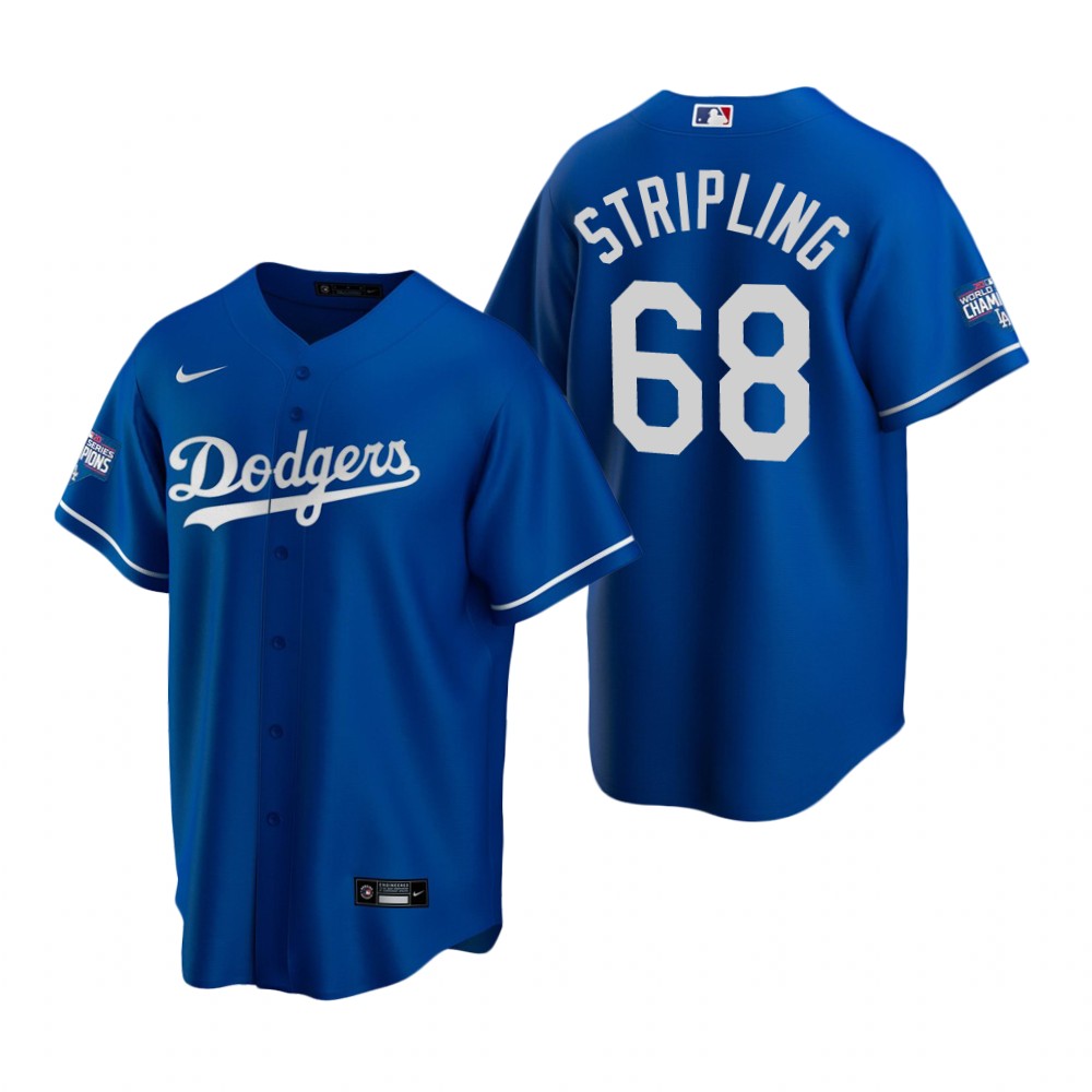 Personalized Youth Los Angeles Dodgers 68 Ross Stripling Royal 2020 World Series Champions Jersey