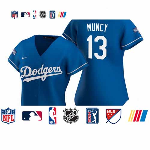 Personalized Women Los Angeles Dodgers 13 Max Muncy Royal 2020 World Series Champions Jersey
